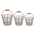 Mand set van 3 Ø 21 Ø 18 Ø 15 cm Bruin IJzer