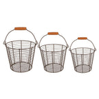 Mand set van 3 Ø 21 Ø 18 Ø 15 cm Bruin IJzer