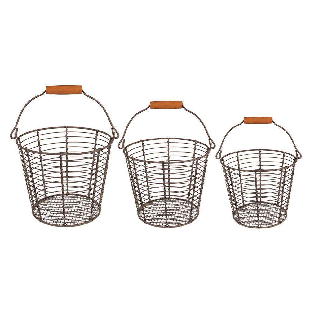 Mand set van 3 Ø 21 Ø 18 Ø 15 cm Bruin IJzer