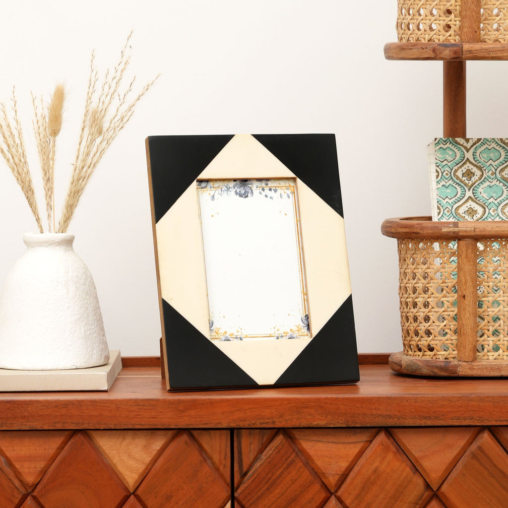 Geometrische harsfotolijst - Modern zwart-wit decor