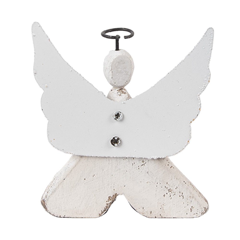 Decoratie Beeld Engel 8x3x9 cm Wit Bruin Hout