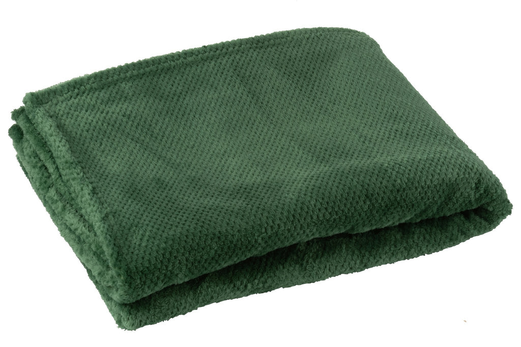 J-Line deken Snuggle - polyester - donkergroen