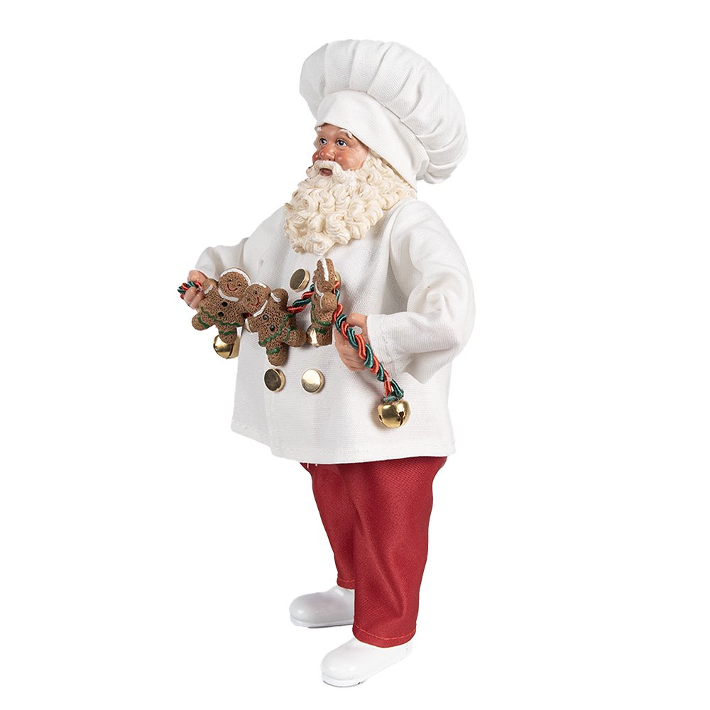 Kerstdecoratie Beeld Kerstman 27 cm Wit Rood Textiel