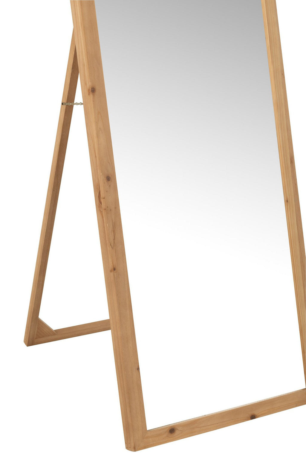 J-Line spiegel Met Voet - glas/sparhout - naturel - 162 x 52 cm
