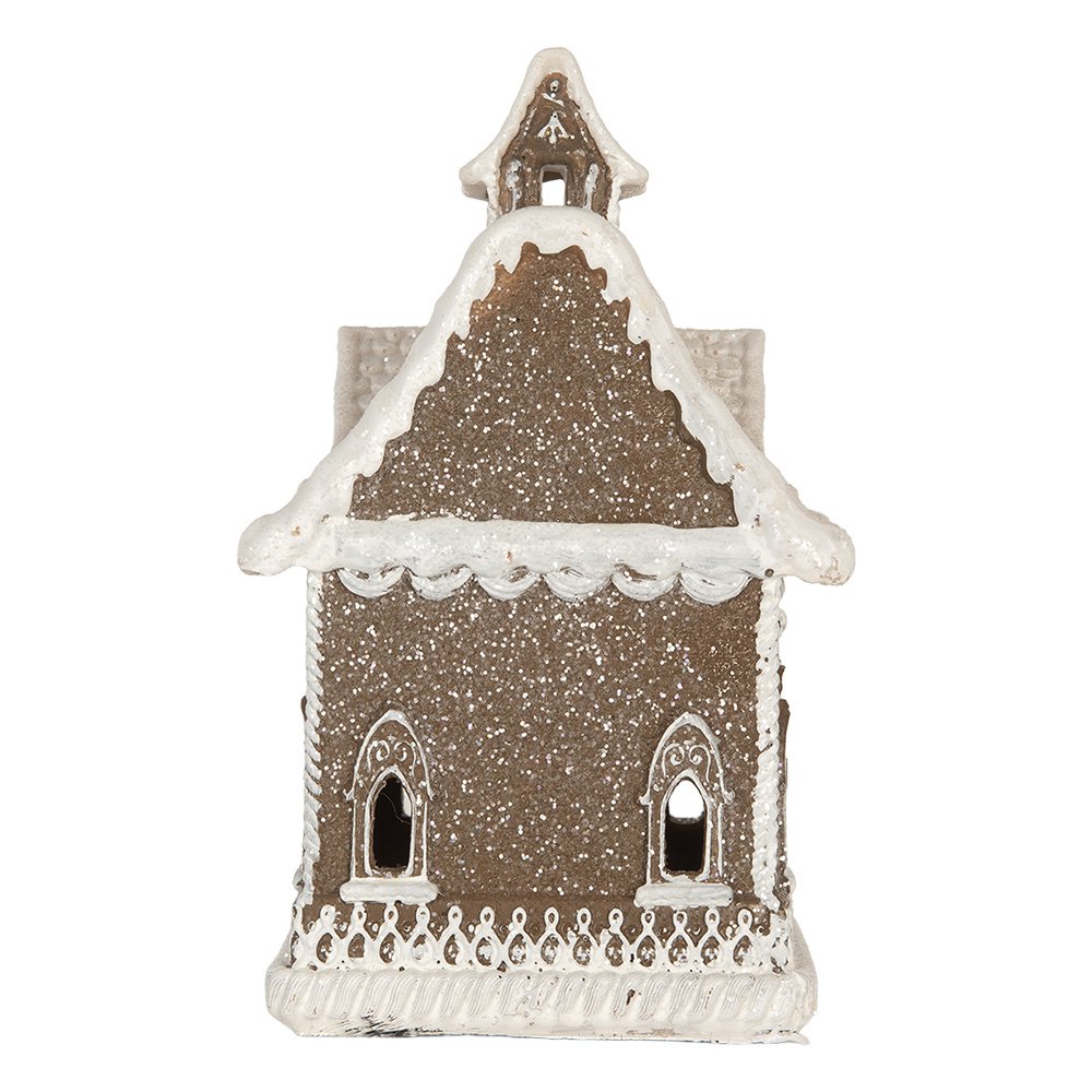 Gingerbread house met LED 13x12x20 cm Bruin Kunststof