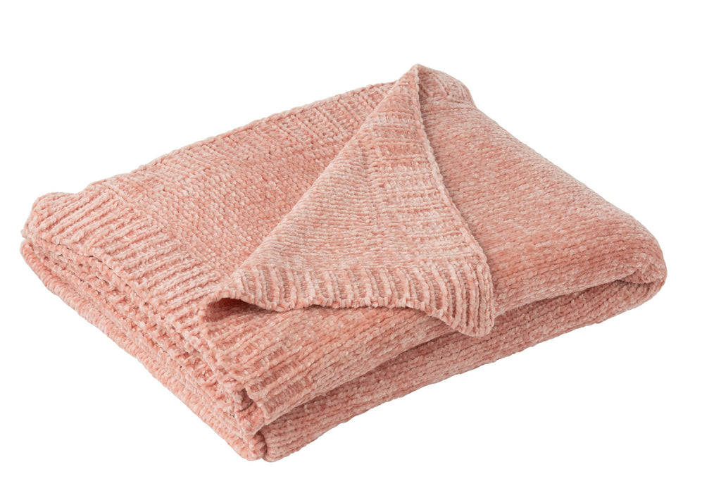 J-Line deken Chenille - polyester - roze