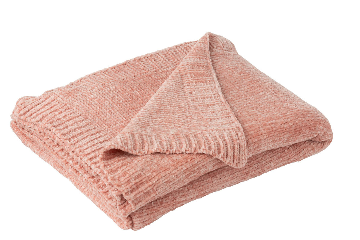 J-Line deken Chenille - polyester - roze