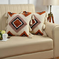 Geometrische getufte decoratieve kussenhoes - 100% katoen - set van 2 stuks