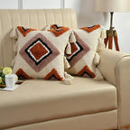 Geometrische getufte decoratieve kussenhoes - 100% katoen - set van 2 stuks