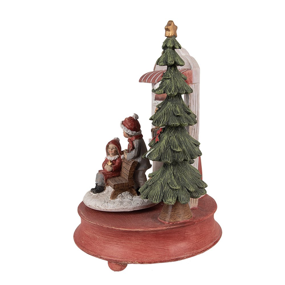 Muziekdoos Kerstman 24 cm Rood Polyresin Kerstdecoratie