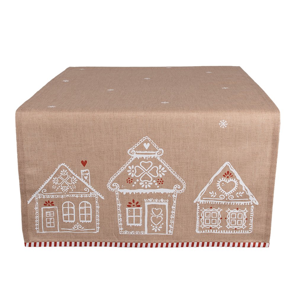 Tafelloper 50x140 cm Bruin Katoen Gingerbread house