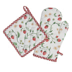 Ovenwant 18x30 cm Wit Rood Katoen Aardbeien Ovenhandschoen