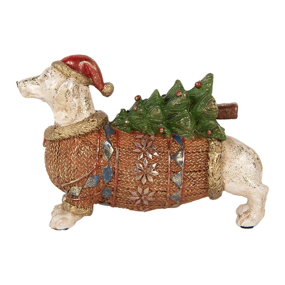 Decoratie Beeld Hond 21x6x14 cm Wit Kunststof