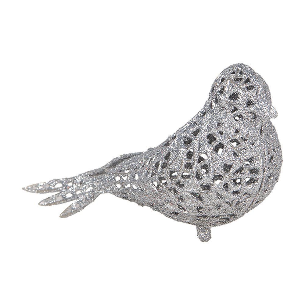 Kersthanger Vogel 16x6x6 cm Zilverkleurig Kunststof