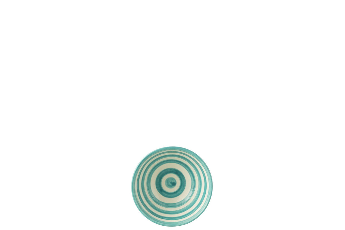 J-Line kom Granada Stripes High - keramiek - wit/aqua - small
