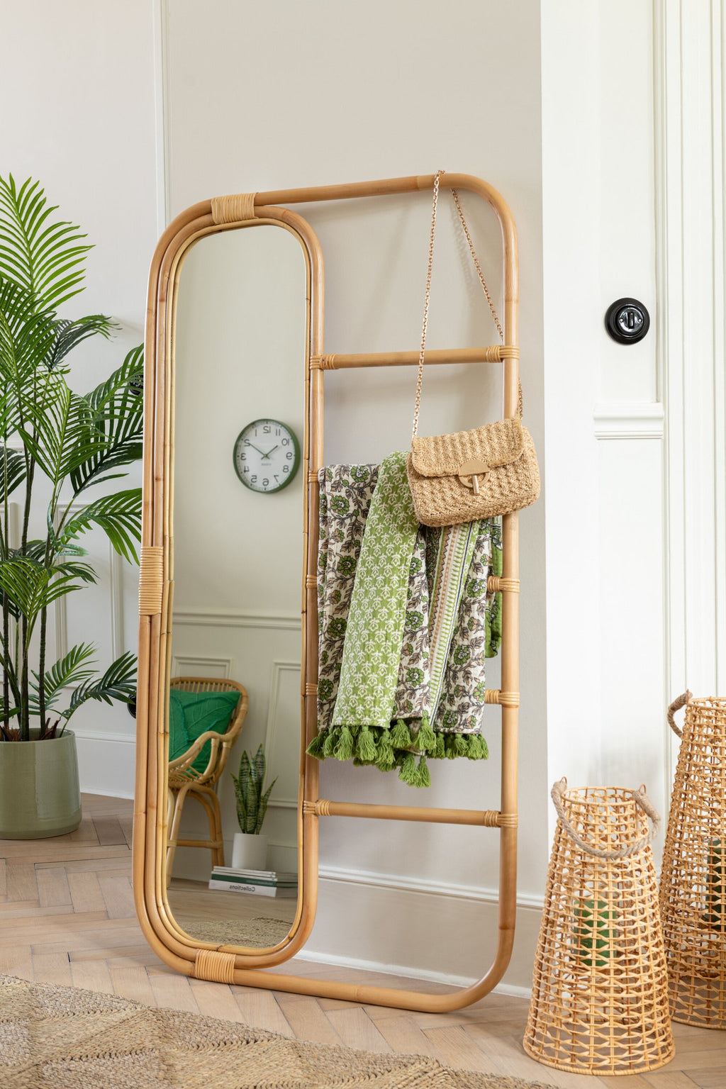 J -Line Spiegel Ladder - Rotan - Naturel - 80 x 152 cm