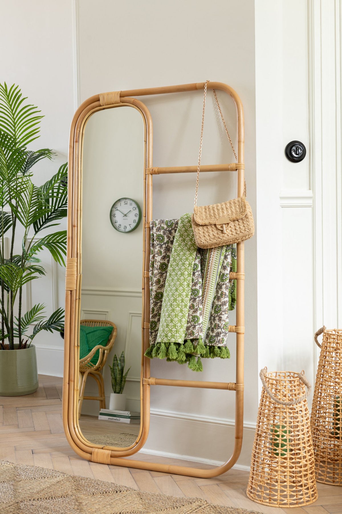 J -Line Spiegel Ladder - Rotan - Naturel - 80 x 152 cm