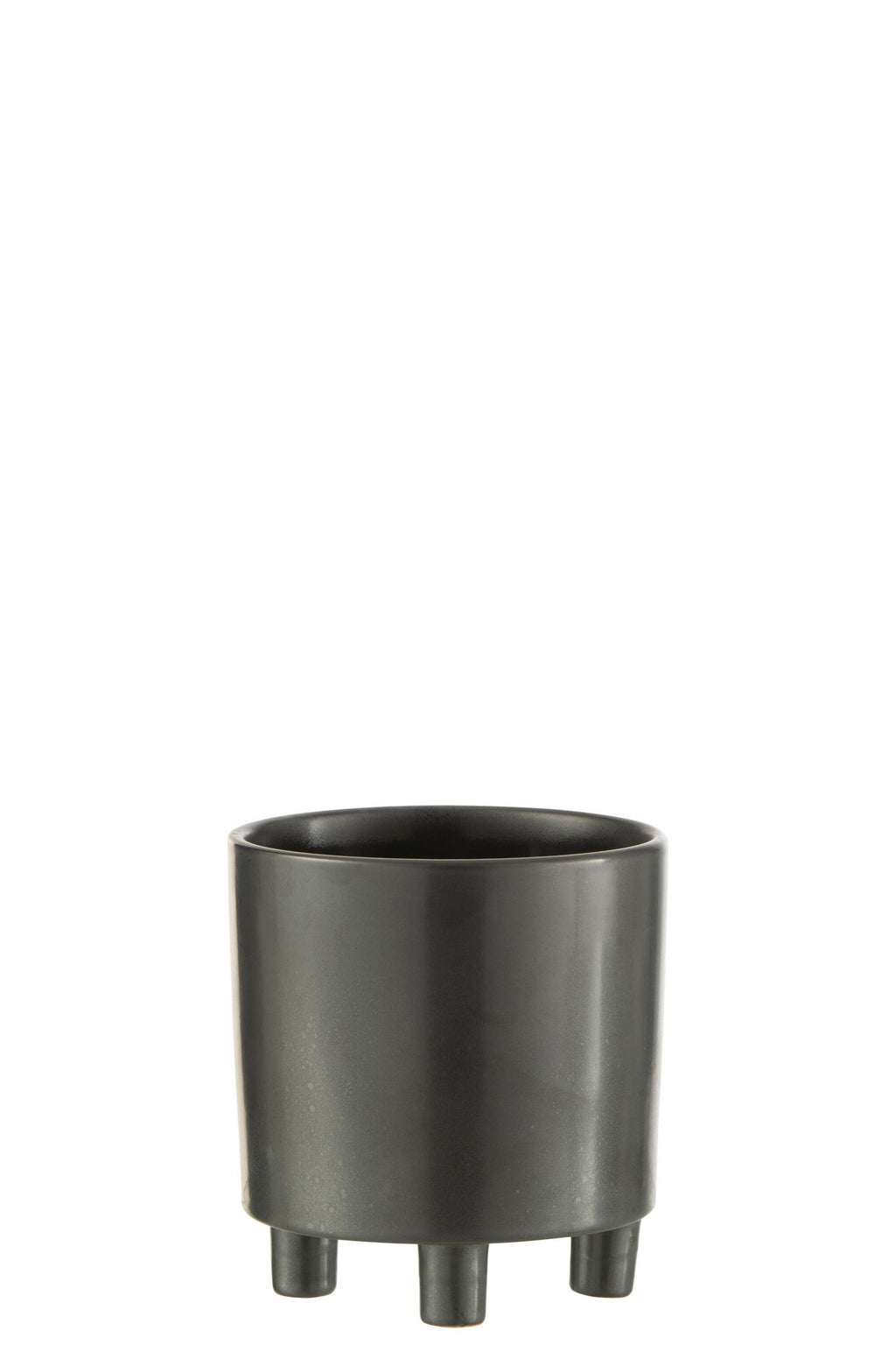 J-Line bloempot Smoke - keramiek - grijs/zwart - medium - Ø 15 cm