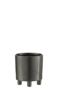 J-Line bloempot Smoke - keramiek - grijs/zwart - medium - Ø 15 cm
