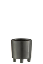 J-Line bloempot Smoke - keramiek - grijs/zwart - medium - Ø 15 cm