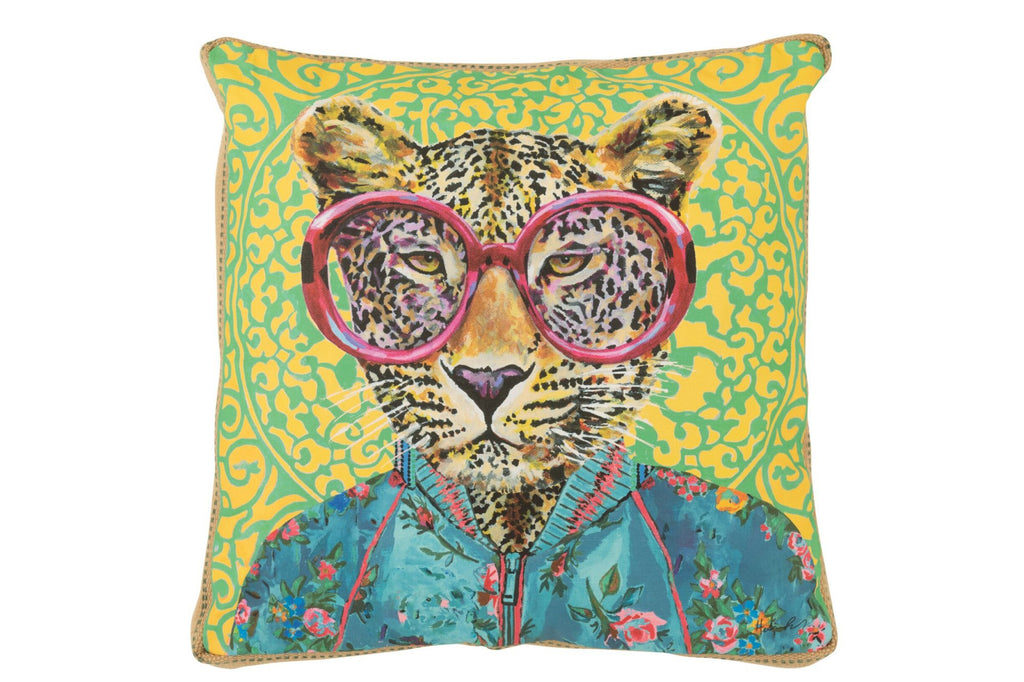 J-Line kussen Tijger Popart- polyester/linnen - mix