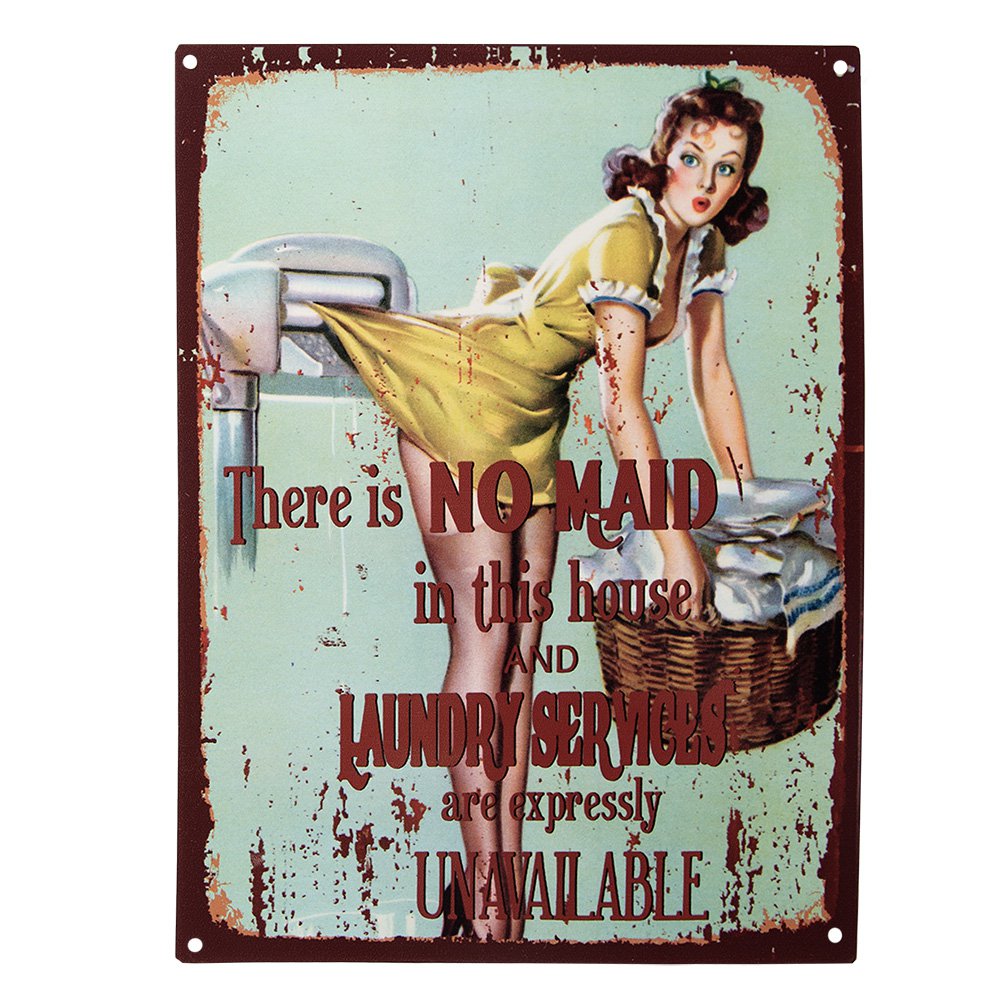Tekstbord 25x1x33 cm Groen IJzer Vrouw Wandbord