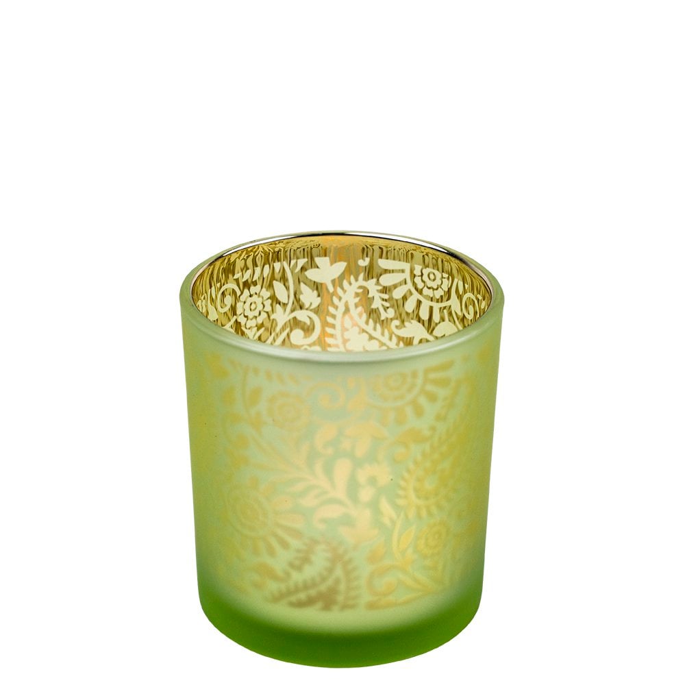 Theelichthouder paisley lime small 8cm*