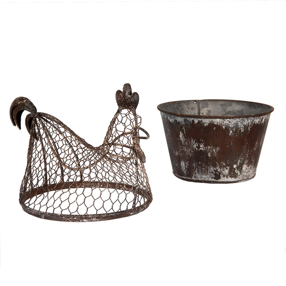 Opbergmand Kip 39x39x25 cm Bruin Grijs Metaal