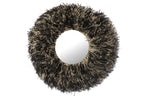 J-Line spiegel Rond Sisal - riet - zwart/wit