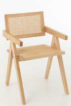 J-Line Stoel Rooster Essenhout/Rattan Naturel