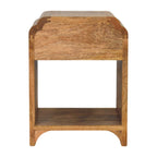 Massief houten Newton mini-nachtkastje in eikenhout, 1 lade en open plank, beige