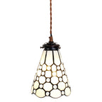 Hanglamp Tiffany Ø 15x115 cm wit Bruin Glas Hanglamp Eettafel
