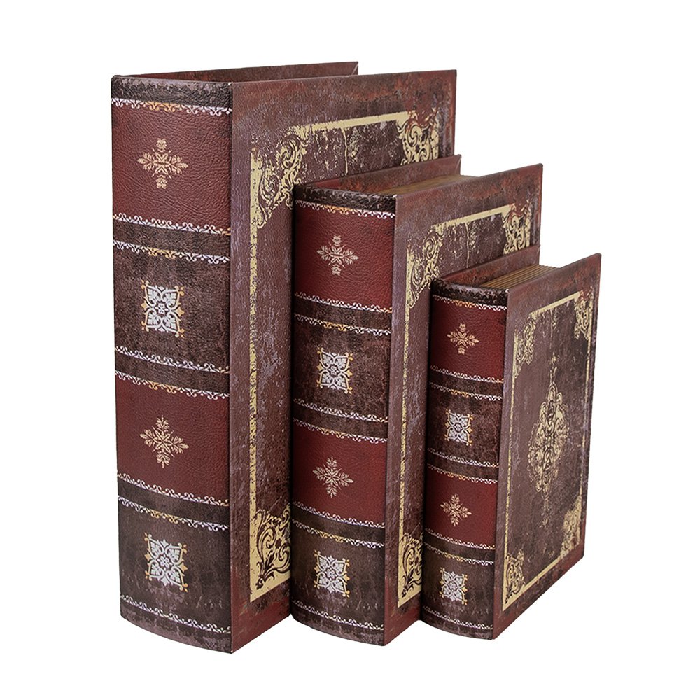 Opbergdoos Set van 3 Boeken 27/22/17 cm Bruin Hout