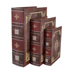 Opbergdoos Set van 3 Boeken 27/22/17 cm Bruin Hout