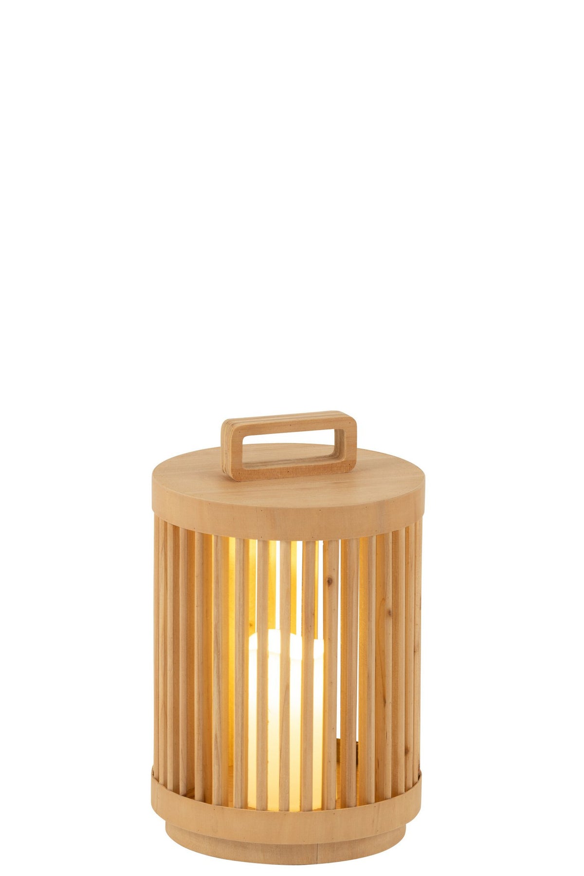 J-Line Lamp Cilinder Sparhout/Led Naturel Klein
