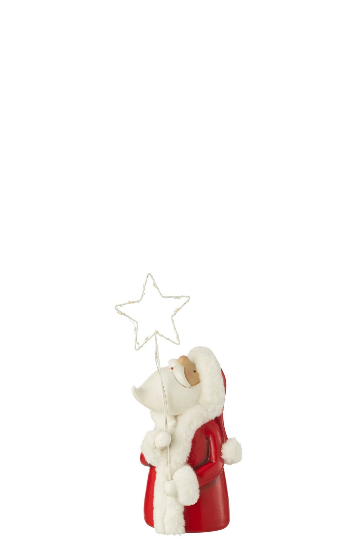J-Line Kerstman Led Ster Resin Wit/Rood Small