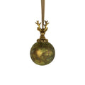 Decoratie bal hert antiek groen 8cm