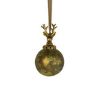 Decoratie bal hert antiek groen 8cm