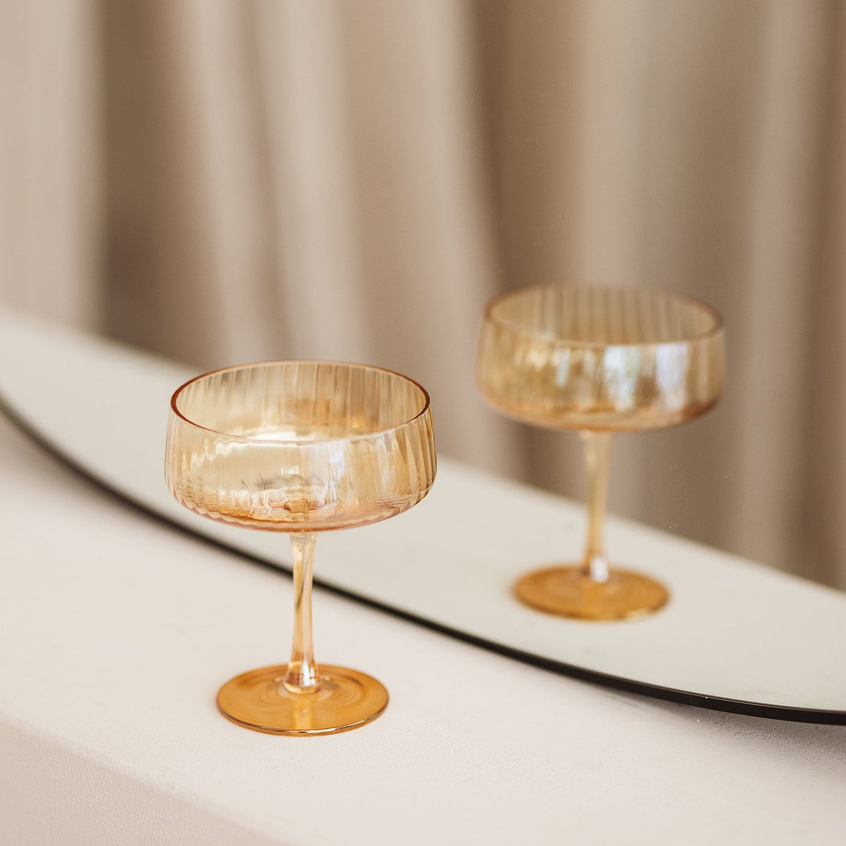 Champagneglas 23cl coupe amber Ray - Set van 4