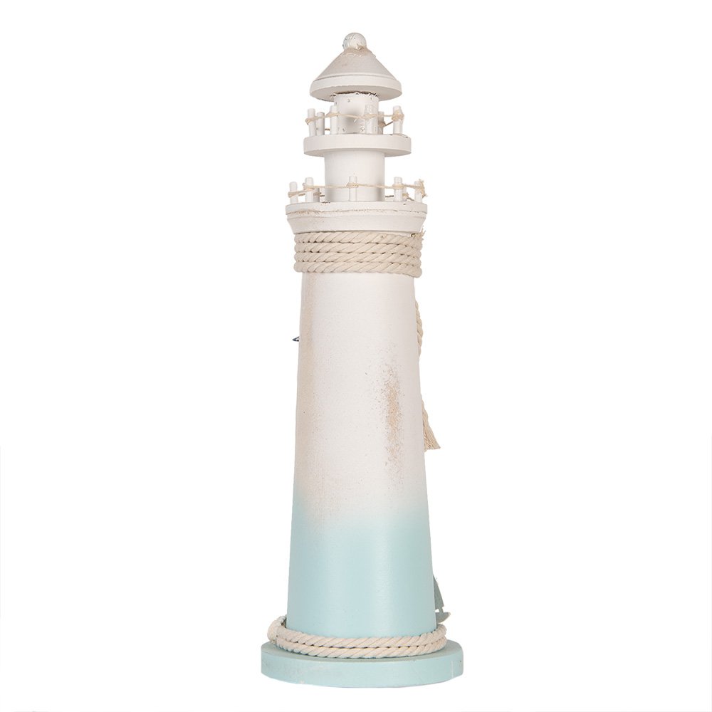 Decoratie Beeld Vuurtoren Ø 13x42 cm Wit Blauw MDF
