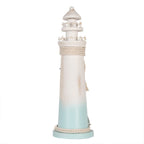 Decoratie Beeld Vuurtoren Ø 13x42 cm Wit Blauw MDF