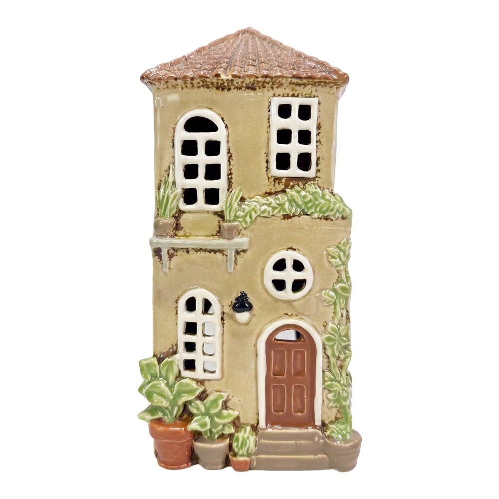 Waxinelichthouder Huis Beige Keramiek Waxinelichthouder