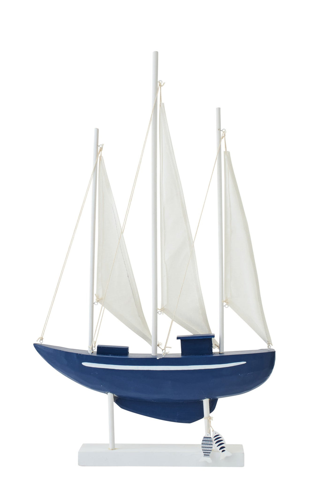 J-Line decoratie Zeilboot - hout - blauw/wit - L
