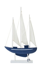J-Line decoratie Zeilboot - hout - blauw/wit - L