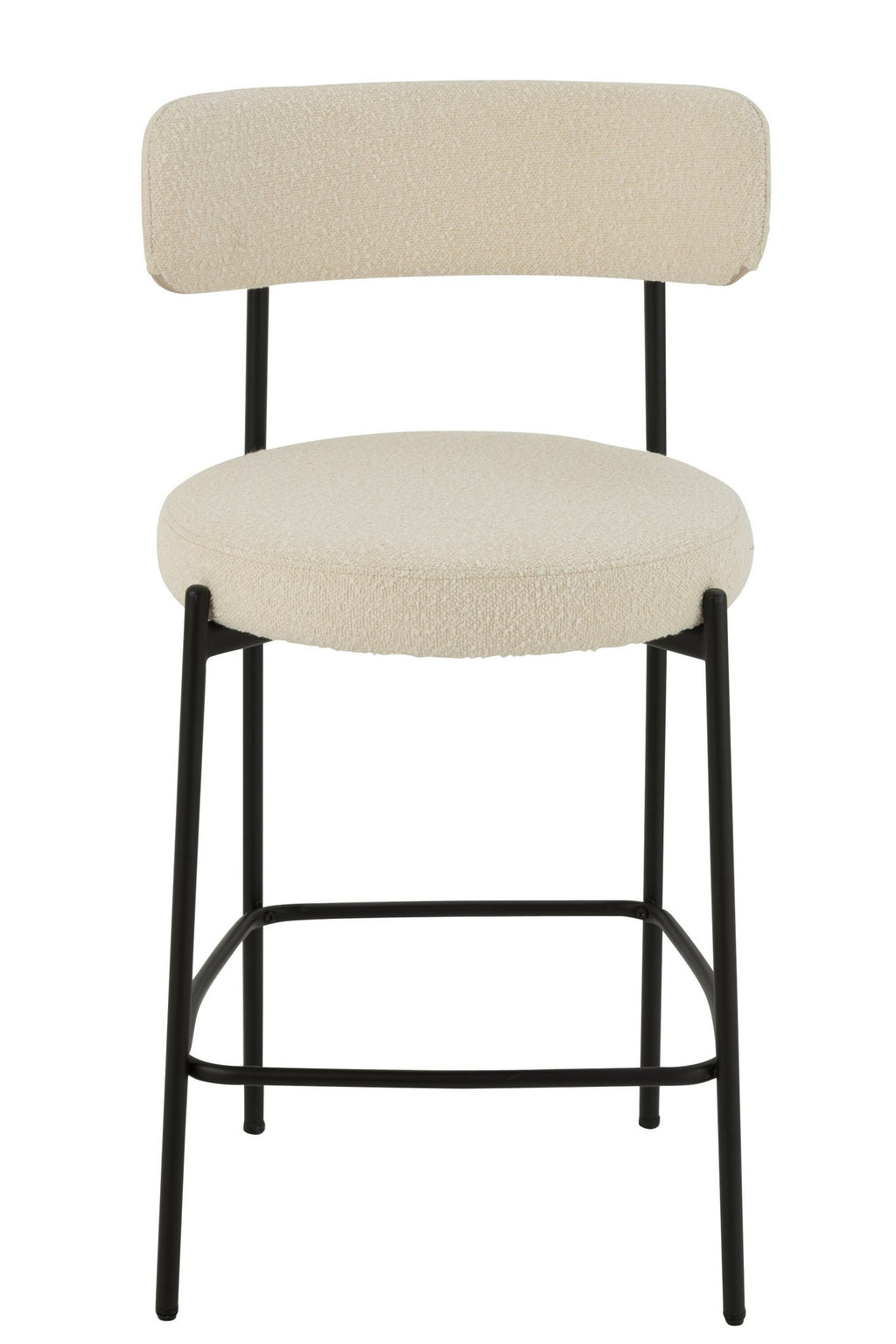 J-Line barstoel boucle - multiplex/polyester - wit/zwart