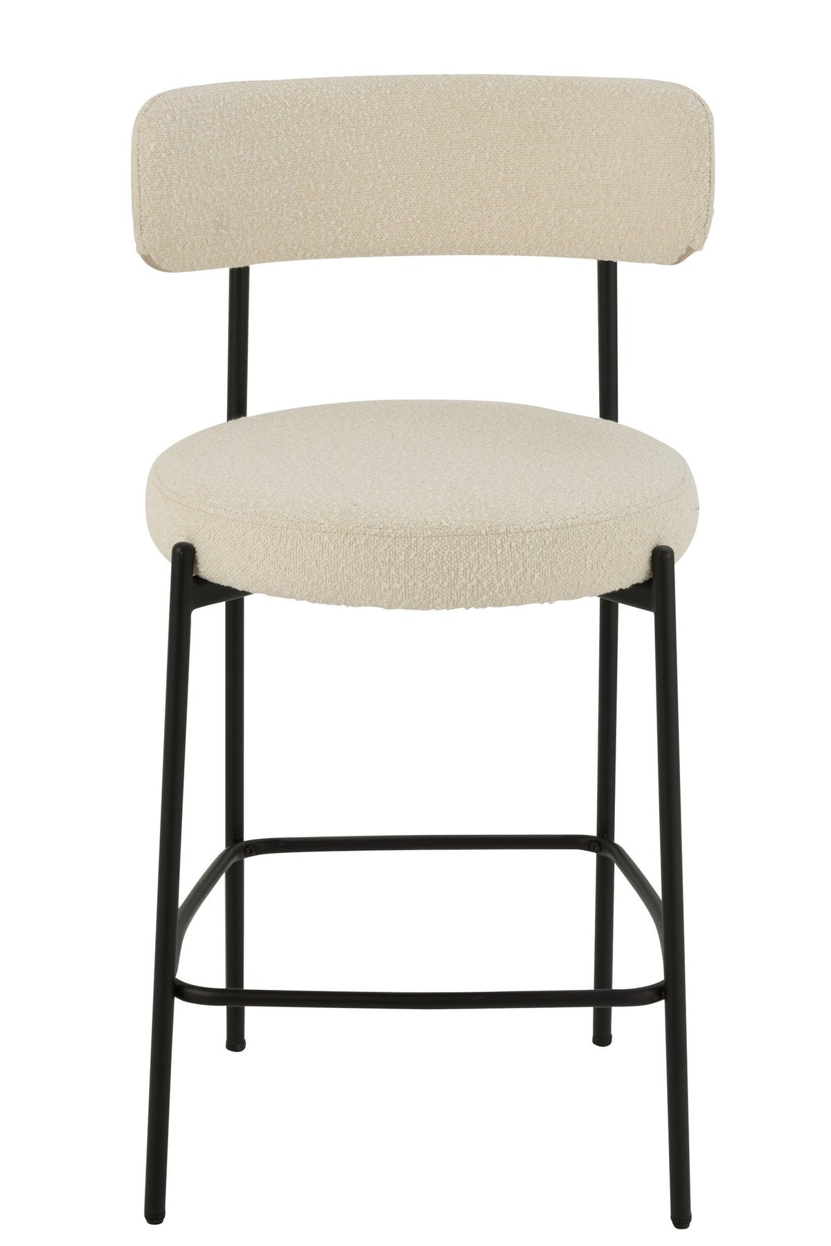 J-Line barstoel boucle - multiplex/polyester - wit/zwart