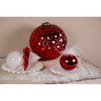 Kerstbal Set van 4 Ø 10 cm Rood Wit Glas Kerstdecoratie