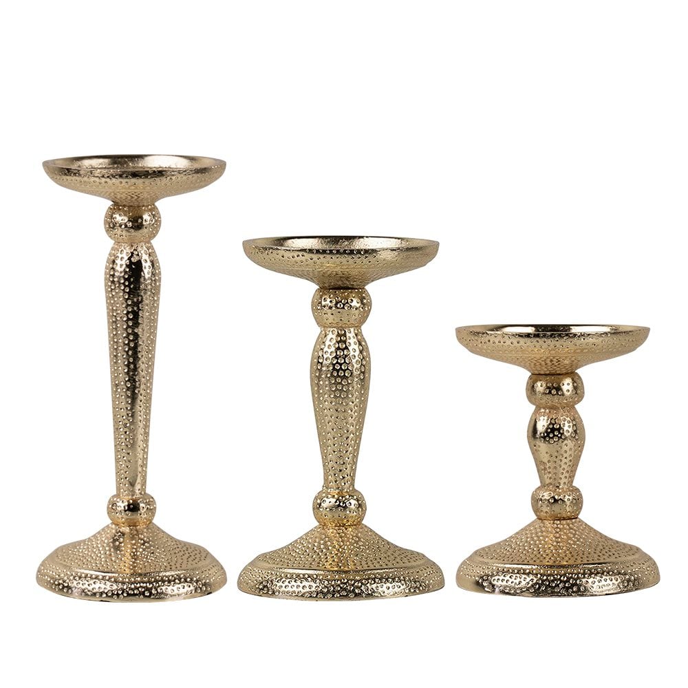 Kandelaar gehamerd champagne goud 22x10cm