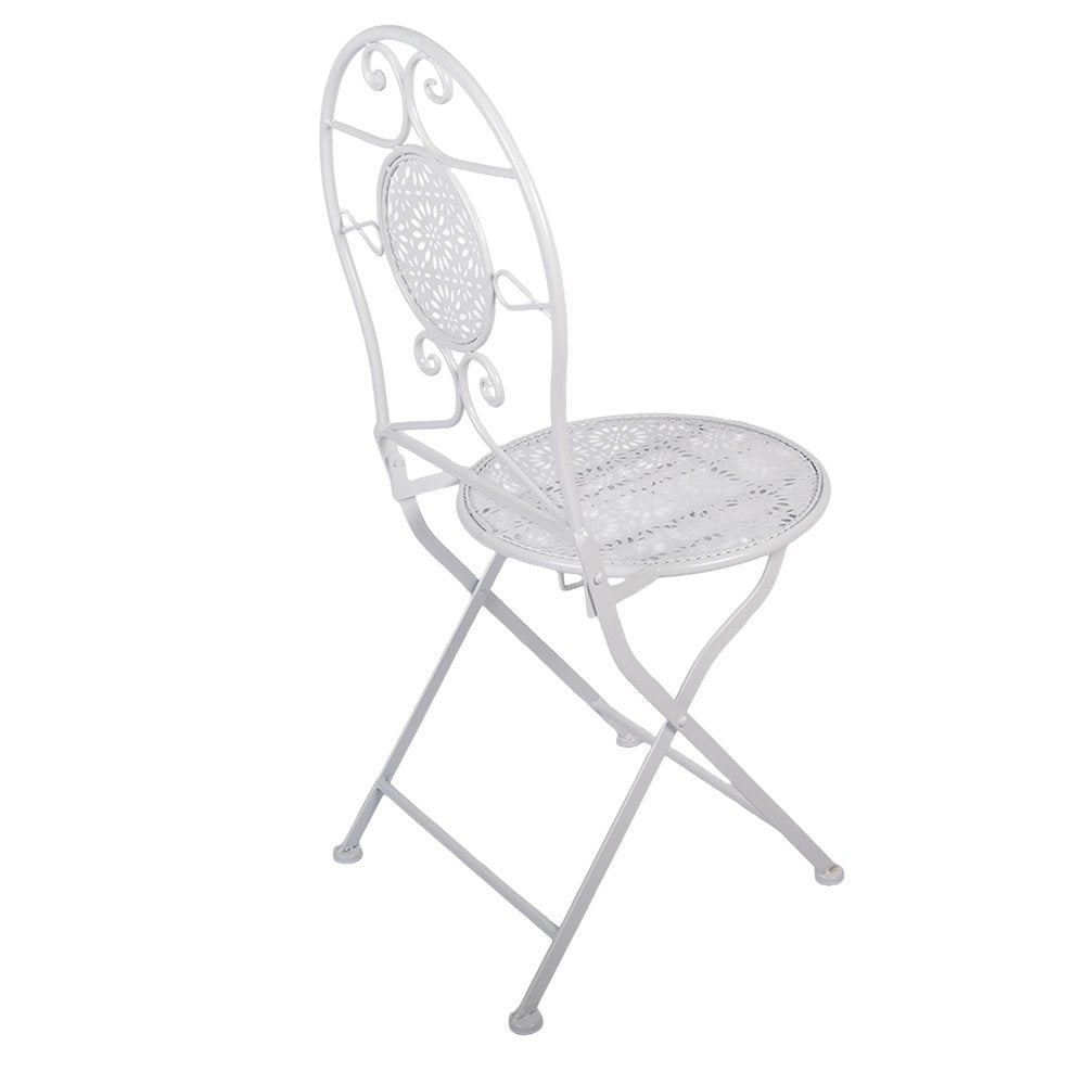 Bistroset Bistrotafel Bistrostoel 3-delig Ø 60x70 / 50x40x93 cm Wit Metaal