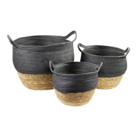 Manden naturel zwart (set van 3)